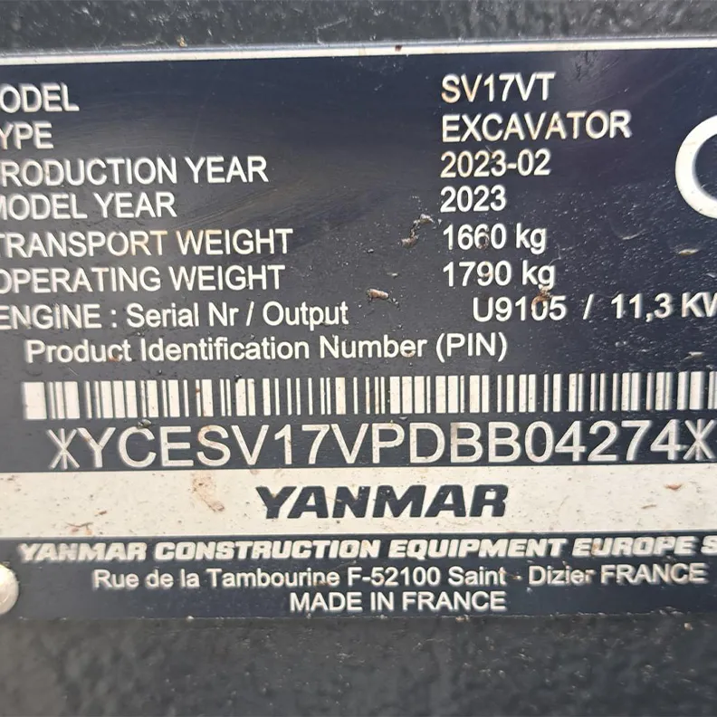 1.7T Excavator Yanmar SV17 2023